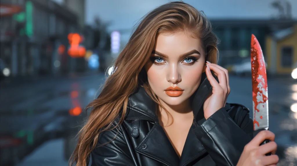 goddess olivia with bloody knife